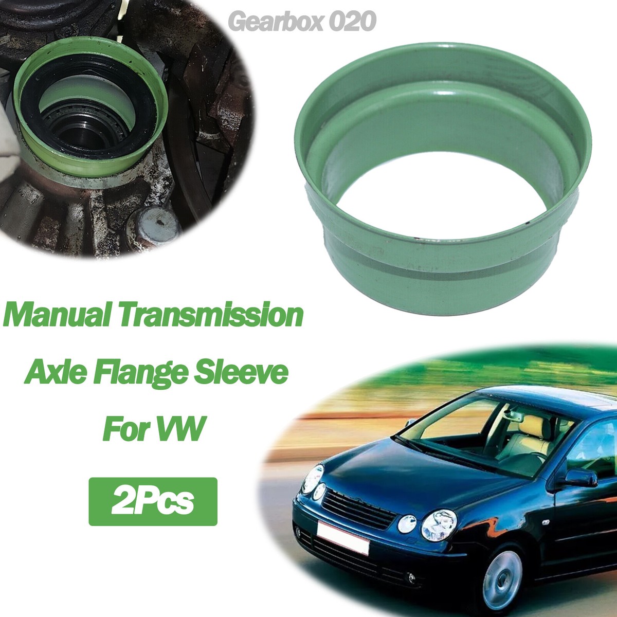 2X Metal Transmission Axle Flange Sleeve 020301192A For VW Polo