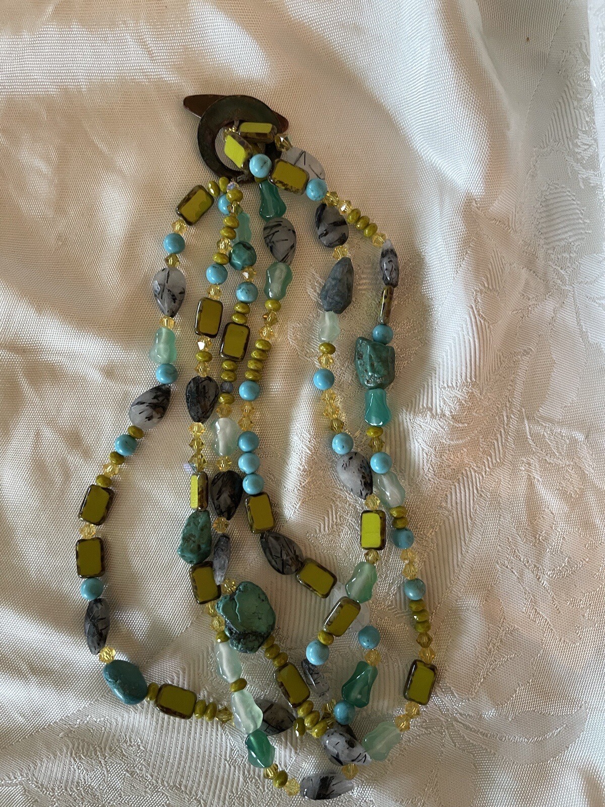 Unique 3 Strand Multi Stone Quartz Turquoise Crys… - image 12