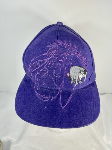 Vintage Walt Disney World bestickte Eeyore Baseballmütze Kappe lila Druckknopflasche