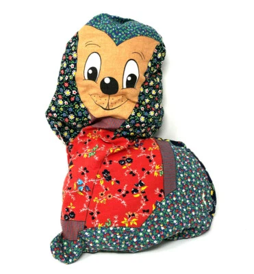 Vintage Deko Plüsch Kissen Hund Comicstyle 36 cm hoch 25 cm breit (140) - Bild 1 von 2