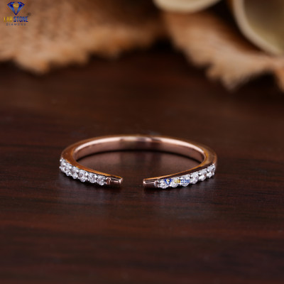 0.13 TCW Round Cut Pave Setting Labgrown Diamond Ring 18K Rose Gold Labstone