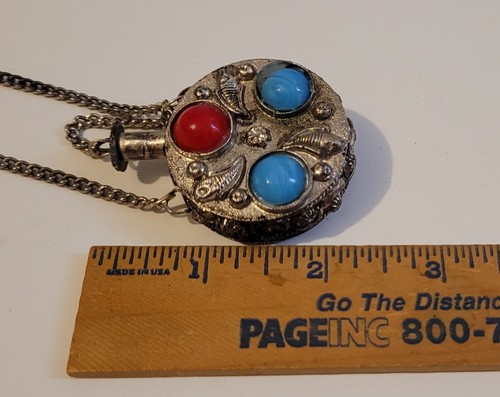 Vintage verziertes Parfüm Giftgefäß Urne Anhänger Halskette Tupfer - Bild 4 von 6