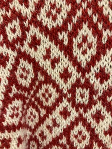 Vintage LL Bean Nordic Fair Isle Wool Blend Ski Sweater XLarge Red - Picture 4 of 5