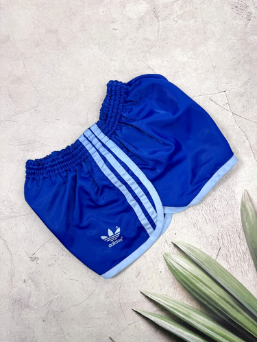 Retro 70s Adidas Football Running Gym Shorts Player Issue #4 Light Blue Stripes - Picture 5 of 15