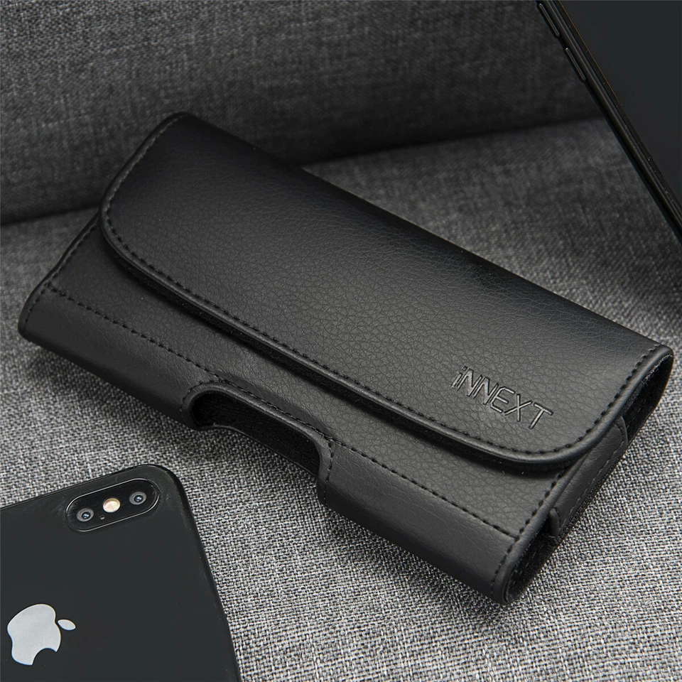 XL CUERO RESISTENTE TELÉFONO CELULAR SOPORTE FUNDA CLIP CINTURÓN LAZO ESTUCHE DE TRANSPORTE Foto 2 de 4