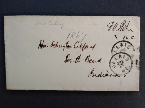 Congressional Free Frank: FA Pike ca. 1867 Cover, Maine Rep to Schuyler Colfax