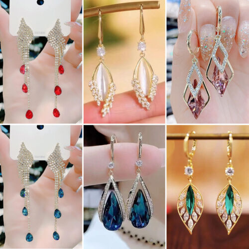 Wedding Crystal Tassel Stud Earrings Drop Dangle for Women Jewelry Wholesale New