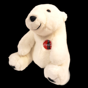 Coca-Cola Collectible White Polar Bear with Round Plastic Coca-Cola Vintage 1998