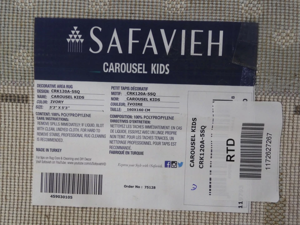 IVORY 5'-3" X 5'-3" Square Stained Rug, Reduced Price 1172627267 CRK120A-5SQ - Image 4 of 4