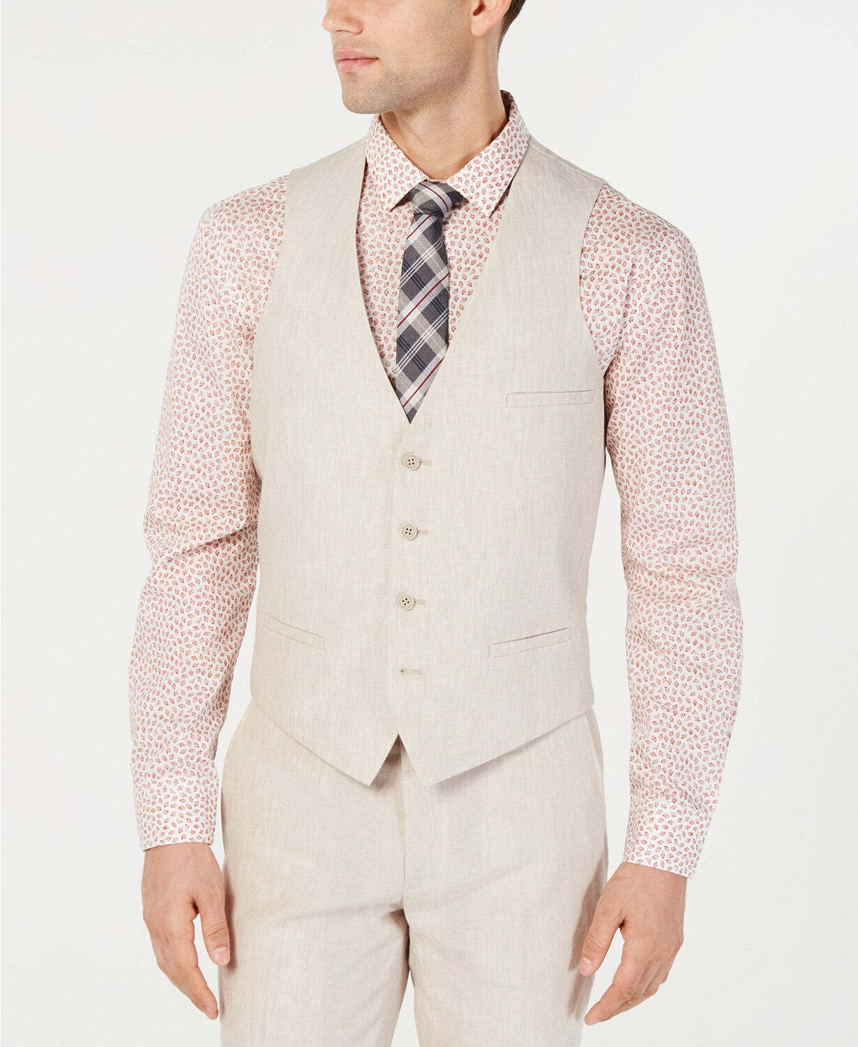 Men's Linen Vest Men's Casual Business Vests Slim Fit Waistcoat
