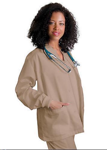 Scrubs Warm Up Jacke Khaki Hellbraun 3XL Adar Uniformen Oberteil Rundhals Damen Neu - Bild 1 von 3