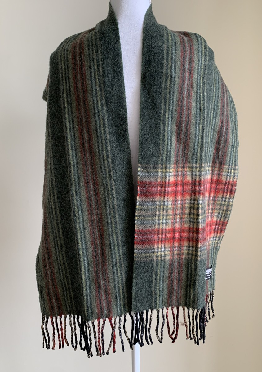 IL MORO FIRENZE Wool Blend Scarf Plaid/Striped Fringe Hem IL MORO FIRENZE Wool Blend Scarf Plaid/Striped Fringe Hem