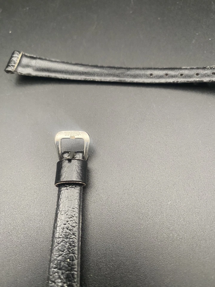 Bracelet de Montre Femme Tissot Cuir Noir 11mm Vintage - Photo 4/4