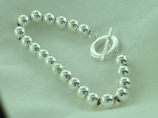 Sterling Silver 9mm Fas Signed Ball Bead Bracelet 8 inch Ring Toggle