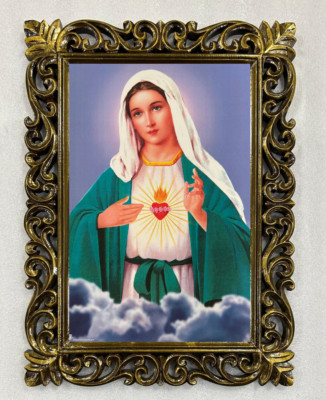 Mother Mary In Handmade Wooden Wall Hanging Frame Duco Polished (23 X 17 Inch)