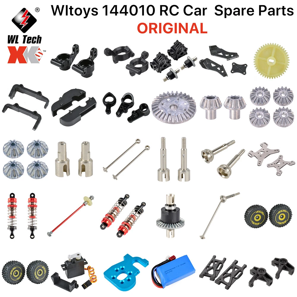 Original Wltoys 144010 RC Car Parts Arm ESC Differential Tire Shock Absorbers