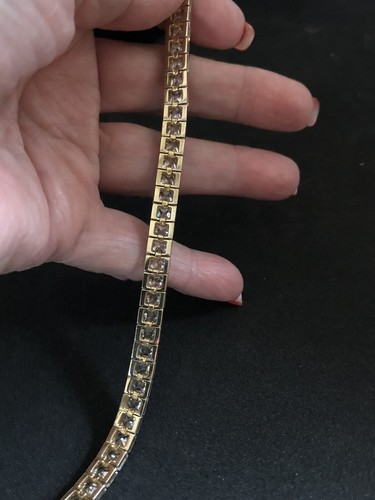 VINTAGE Bracelet~ Stunning ~ESTATE HIGH END CZ TENNIS GOLD TONE 7" BRACELET!!! - Picture 5 of 7