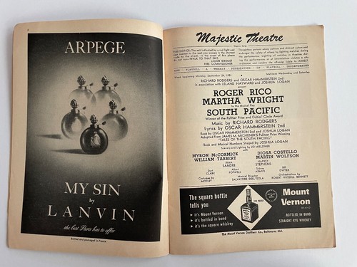 Vintage South Pacific Playbill (1951) Majestic Theatre Roger Rico Martha Wright - Picture 3 of 9