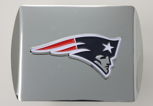 Cubierta de enganche cromada con acabado de espejo New England Patriots con logotipo de metal 3d color - Imagen 2 de 3