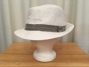 white linen fedora hat
