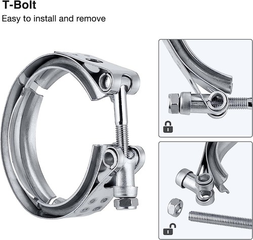 2.5 inch V-Band Clamp & 304 Stainless Steel flange kit Vband for TURBOCHARGERS - Foto 8 di 12