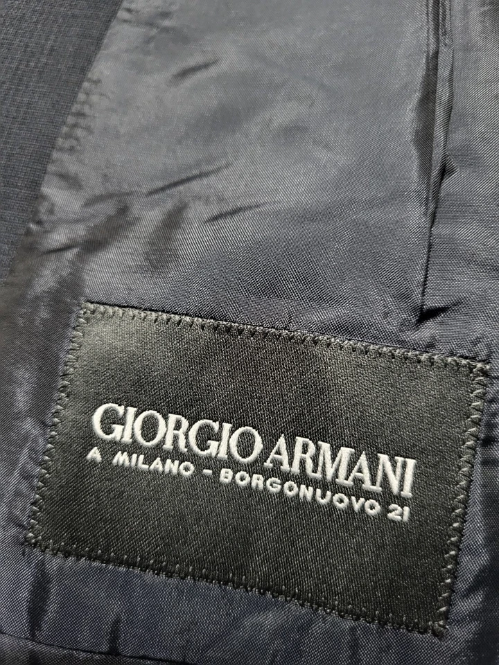 Giorgio Armani BLACK LABEL 2pc Suit Blue Glen Check full-CANVAS Jacket 42R Pants - Image 2 of 4