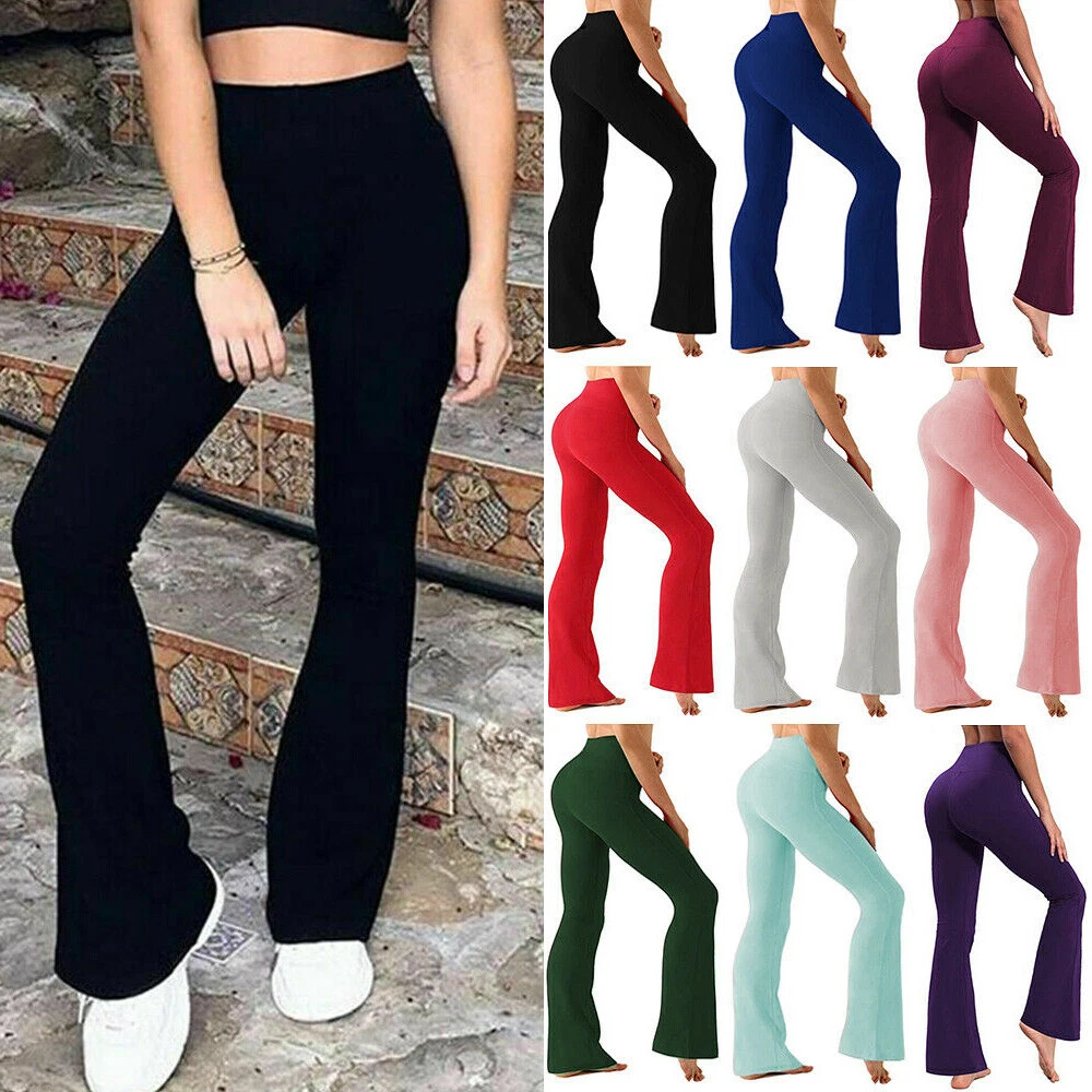 Women Bootcut Yoga Pants Bootleg Flared Trousers Casual Fitness Stretch  Sports