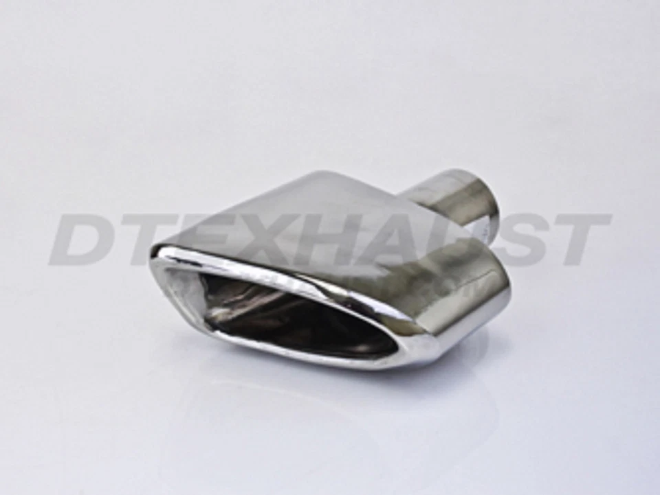 DT-24141 PAIR L&R DOUBLE WALL HALF MOON STAINLESS EXHAUST TIP 2.25" INLET 9.75"L - Изображение 2 из 4