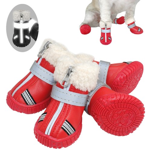 4pcs Small Medium Large Dog Shoes Boots Paw Protector Reflective Strip Anti-slip