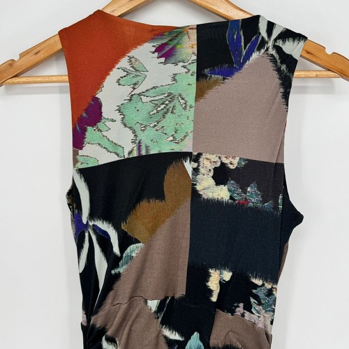 Etro Milano Abstrat Colorful Patchwork Maximalism Stretch Flowy Maxi Dress Sz 6 - Picture 5 of 11