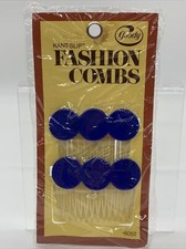 Vtg Goody Kant-Slip Fashion Combs Blue 8050 Made in USA Retro Hair