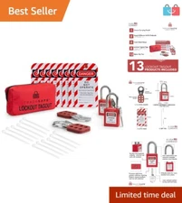 OSHA Compliant Lockout Tagout Kit with Padlocks, Tags & Hasps - Portable Safety