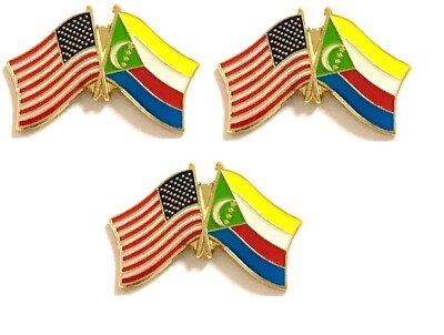 Pack of 3 International Flag & US Crossed Double Flag Lapel Pins