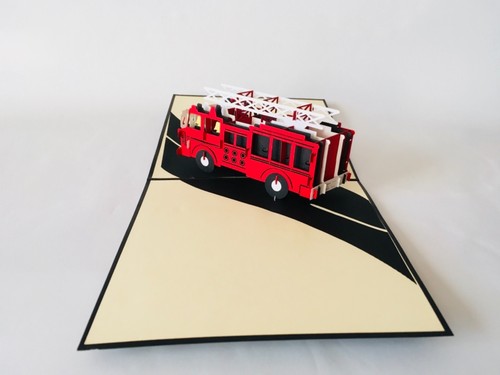 Feuerwehrauto, 3D-Klappkarte, Pop-up Karte, Glückwunschkarte, Grußkarte - Bild 2 von 4