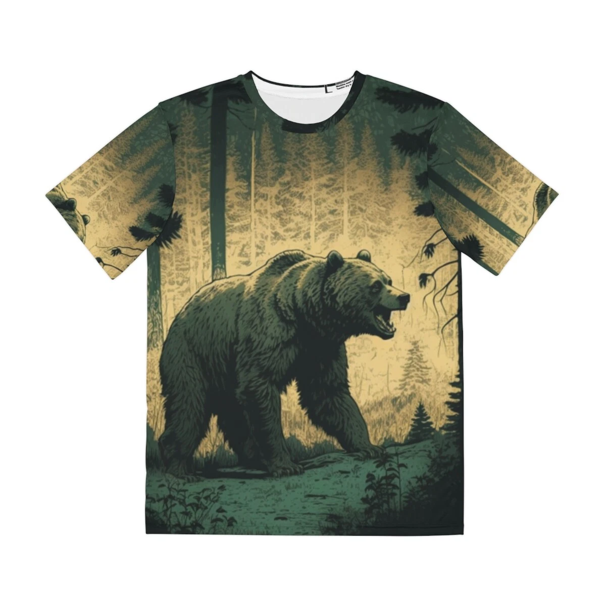 All Over Print T Shirt Gorpcore Grizzly Bear Animal AOP Hiking Camping Nature