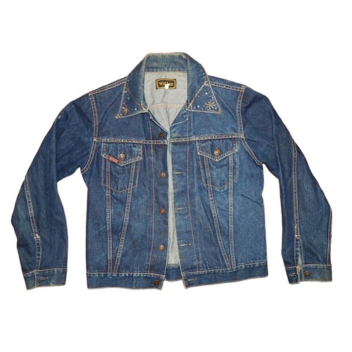 80's Wai Lee Painted Teddy Bear BLING Blue Jean GlAm ROCK Denim Trucker Jacket - Picture 3 of 4