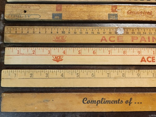 LOTTO 10 Bastoni da cantiere vintage '900 in legno - pubblicità ferramenta e negozio famiglia - Foto 15 di 18