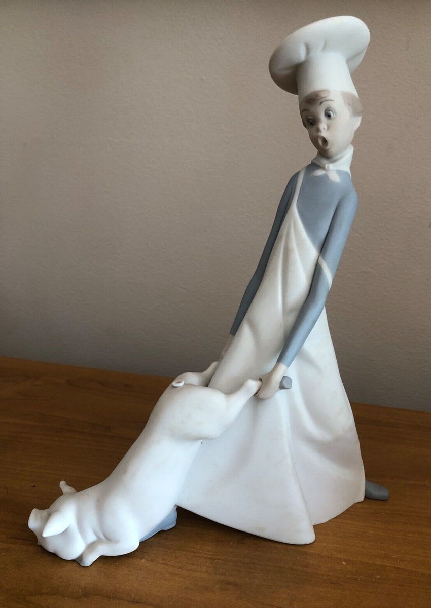 Vintage Lladro 4608 Cook in Trouble Boy with Pig Matte Porcelain