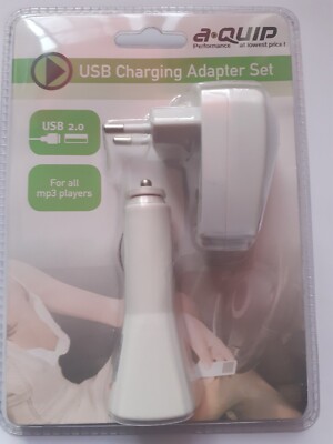AQUIP USB Charging Adapter Set Ladegerät Mp3 Player USB-Buchse Auto Unterwegs