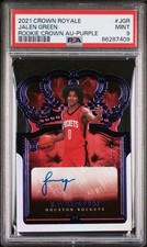 Jalen Green 2021 Panini Crown Royale RC Auto Purple Crystal SP /25 PSA 9 #JGR