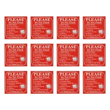 12 Pcs Please Do Not Flush Sign Decals Toilet Sign for Bathroom Toilet Warning