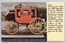 Wells Fargo Overland Stagecoach Postcard Hangtown CA Carson City NV