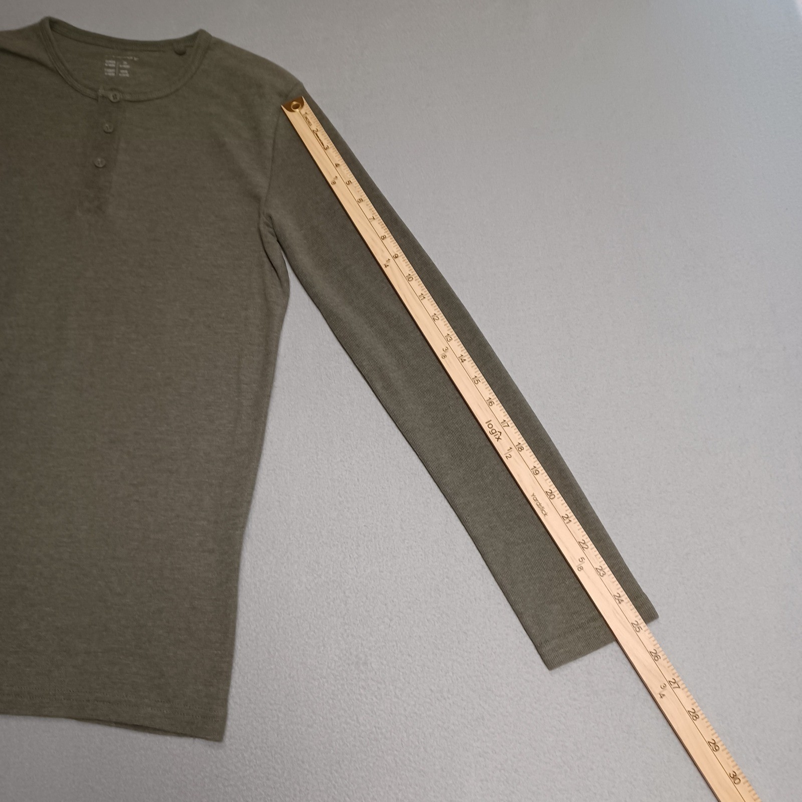 Livergy Henley Shirt Mens M Olive Green Waffle Knit Long Sleeve Thermal Cotton image 5