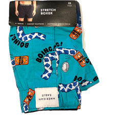 NWT AMERICAN EAGLE 4" Stretch Boxer Sz XS-L-XL Blue Orange BOING Mixed Nuts 92