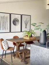 Three Print Wall Art Black and White Contemporary Style with Frames Home Decor