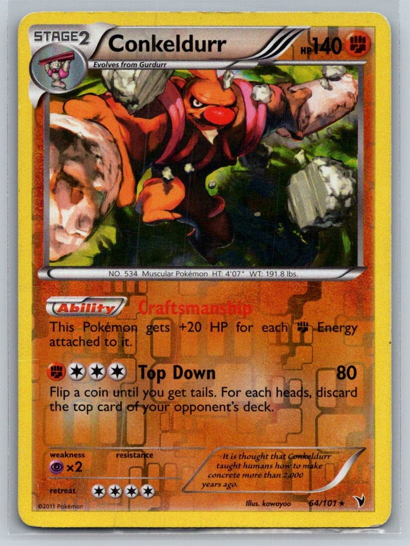 Conkeldurr 64/101 Rare Noble Victories Pokemon Reverse Holo Near Mint