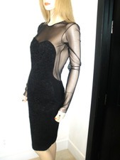 STUNNING D G STYLE 950 ELISABETTA FRANCHI SHEER CUT OUT LACE TULLE DRESS 6/42