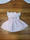 Vintage NWT Nannette Size 2T Pink Floral Decal Cotton Dress Lace Sleeves