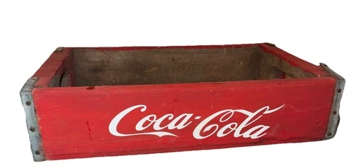 Vintage Wooden Coca Cola Coke Soda Pop Bottle Crate Carrier Case Red