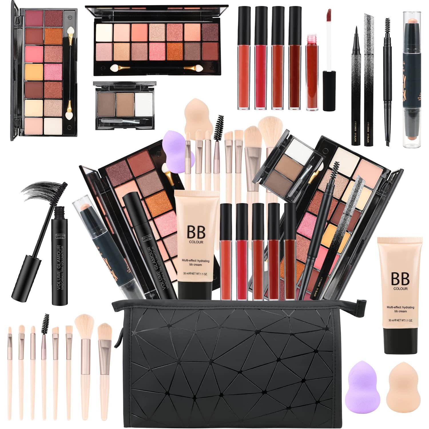 All in One Makeup Gift Set for Women Full Kit for2x14-color eyeshadow Black